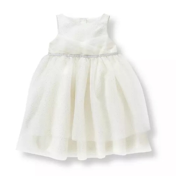Janie and Jack 12 Ivory White Pleated Shimmer Tulle Starry Night Formal Dress - Picture 9 of 9